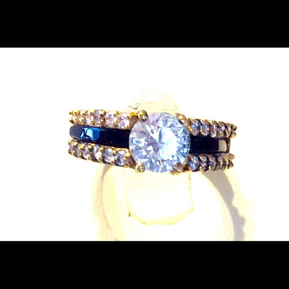 CZ Gold EP  Ring VeryPretty Black Gold